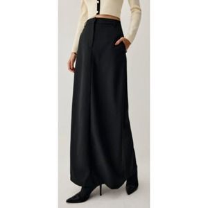 COMMENSE Double Pockets High Waist Maxi Skirt, Black - Size S, NWT